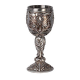 -A chalice to raise to feline divinity & the immutable power of cats. High quality stainless steel lined & rimmed cup. Cast resin hand painted antiqued metal finish. Ships from USA.
Medieval renaissance faire stemmed wine glass mead drinking kitty bast bastet pagan egyptian wicca wiccan decorative altar libation cup
-