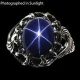 -Lab Grown Star Sapphire-Antiqued Finish-5 US-