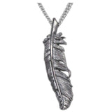 Lila Bowen's Shadow Series Vulture Feather Necklace, Sterling Silver-Antiqued or ruthenium plated Sterling Silver Vulture Feather pendant necklace inspired by Lila Bowen's Shadow Series© novels. Officially licensed, new in jeweler's box with COA. Dark Fantasy Books Wake of Ravens, Conspiracy of Ravens, Malice of Crows, Treason of Hawks. Nettie Lonesome, Rhett Walker, goth gothic jewelry-Ruthenium Plated-Sterling Silver-24in Stainless Steel Curb Chain-