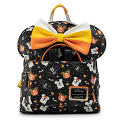 -Limited edition Disney Halloween vegan faux leather mini backpack with headband holder and matching Minnie Mouse ear headband with candycorn bow. Metal hardware, enameled zipper charm. 9x10.5x4.5 Genuine Loungefly and Disney bag. Shipped from USA. Not so spooky halloween haunted mansion goth gothic villains gift set.-