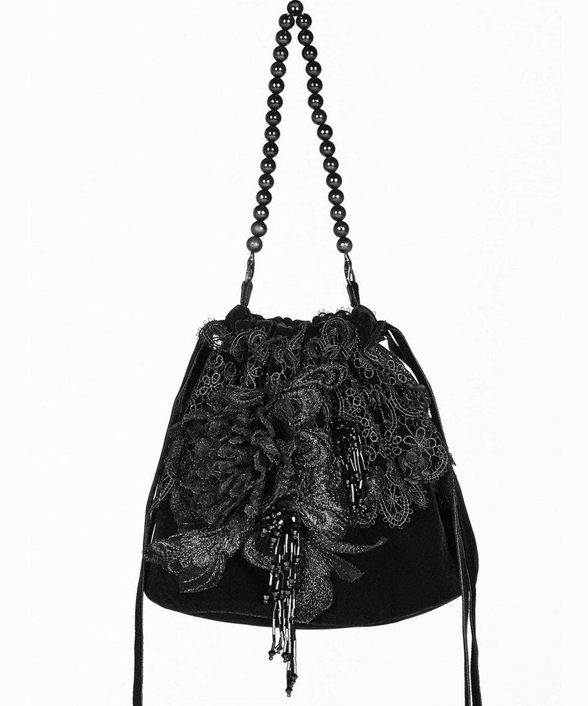 Kalissa Handbag by Punk Rave - Small Black Victorian Gothic Purse Bag--WS00284FBK01