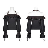 Marwyn Top - Black Gothic Long-sleeve Renaissance Blouse--