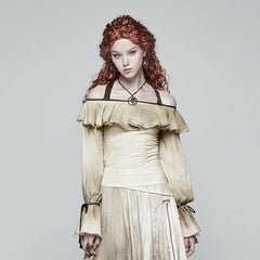 Marwyn Top - Cream Steampunk Renaissance Cosplay Blouse-Cream-XS-