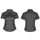 Gothic Militia Shirt, Punk Rave Gothic Women's Military Fashion Top--