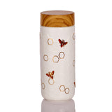 -White with Hand-Painted Gold and Red bees-6945035205867