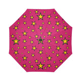 Retro Electric Wizard Star Pattern Umbrella, Compact Standard Anti-UV-High quality compact automatic umbrella with automatic open and close system. Sturdy and well constructed. Standard or heavy duty anti-UV versions. Waterproof polyester pongee with colorfast and fade resistant design. Brightly colored retro vintage 80s 90s eighties nineties neon fashion punk new wave alternative.-