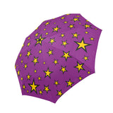 Wizard Star Pattern Automatic Umbrella, Compact Standard or Anti-UV-High quality compact automatic umbrella with automatic open and close system. Sturdy and well constructed. Standard or heavy duty anti-UV versions available. Waterproof polyester pongee with colorfast and fade resistant design. Unique retro vintage magic tattoo fortune teller cartoon wizard star design.-