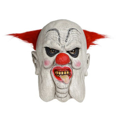 -High quality latex over-the-head evil clown mask. One size fits most. Free shipping from abroad. Typically arrives to the US in 2-3 weeks. Evil clown fat jowls jowly circus of horror monster halloween costume creature sticking out tongue -