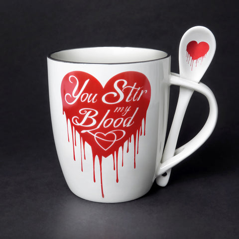 -Cause a stir with these incredible mug and spoon gift sets! Perfect for a tea or coffee loving friend! Or maybe a little treat just for you. Serve up a fiendishly good brew! 13oz, Dishwasher Safe.Genuine Alchemy Gothic product. Brand new in box. Ships from USA. Goth vampire heart coffee / tea cup teacup boxed gift.-