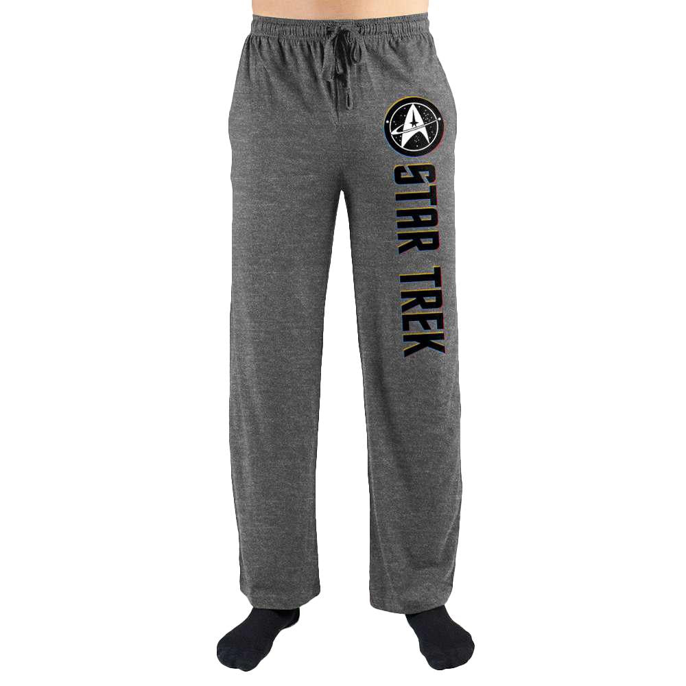 Star Trek TOS Classic Insignia Lounge Pants, Officially Licensed-Star Trek debuted in 1966, and has since become one of the most popular sci-fi franchises on Earth. Soft and comfortable mens/unisex lounge pants featuring a classic Star Trek insignia and retro text title. Officially Licensed Star Trek apparel. This product typically ships in 2-3 business days from within the USA.-Heather Gray-S-