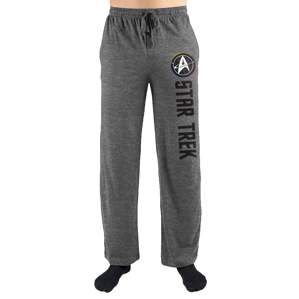 Star Trek Classic Insgnia Text Logo Lounge Pants, Officially Licensed-Heather Gray-S-