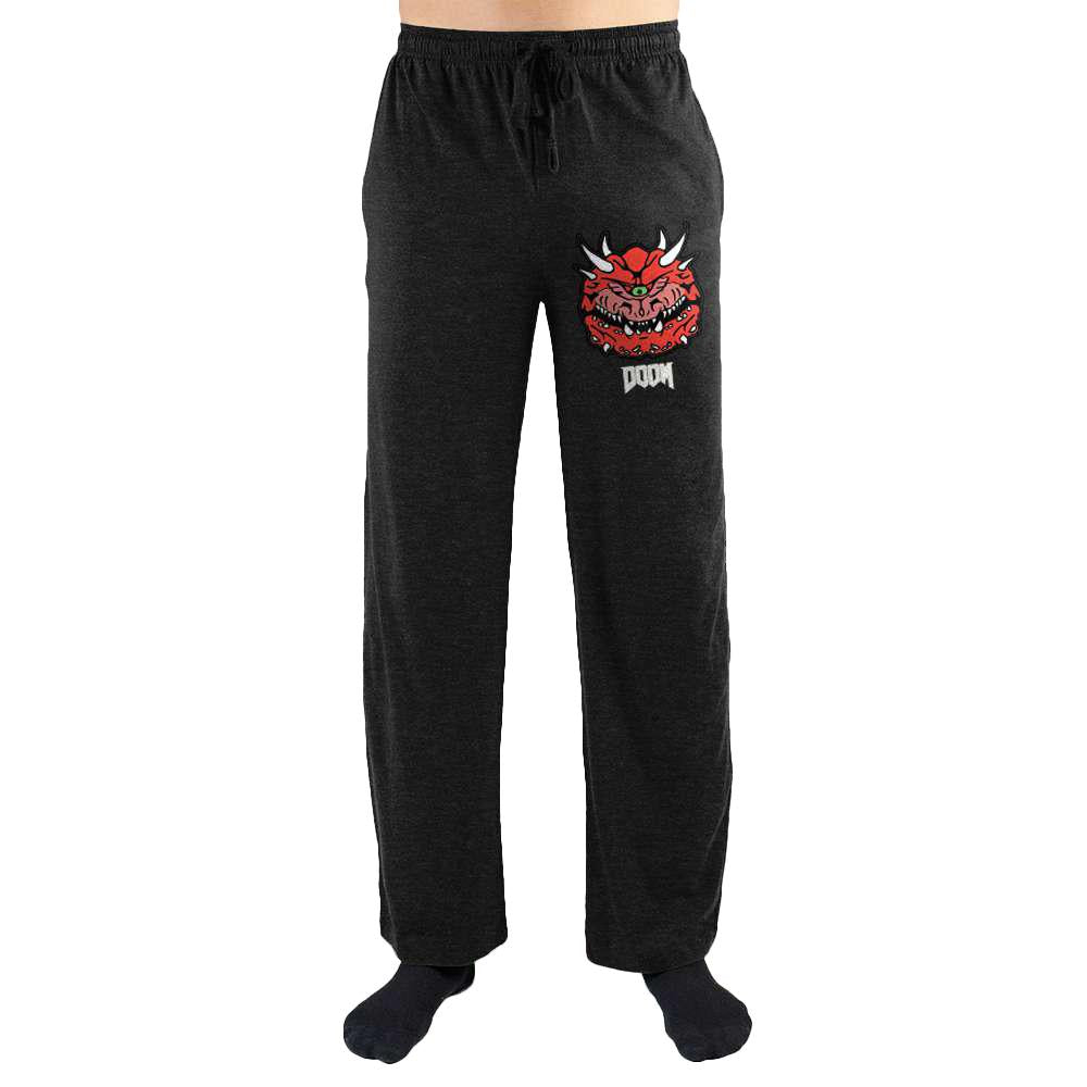 Doom Cacodemon Lounge Pants, Officially Licensed Gaming Sweatpants-BLACK-S-