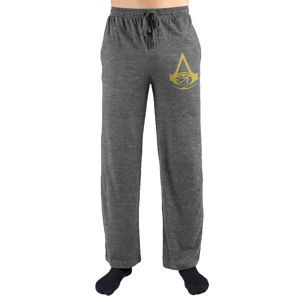Assassins Creed Mens Lounge Pants, Officially Licensed Logo Sweatpants-BLACK-S-