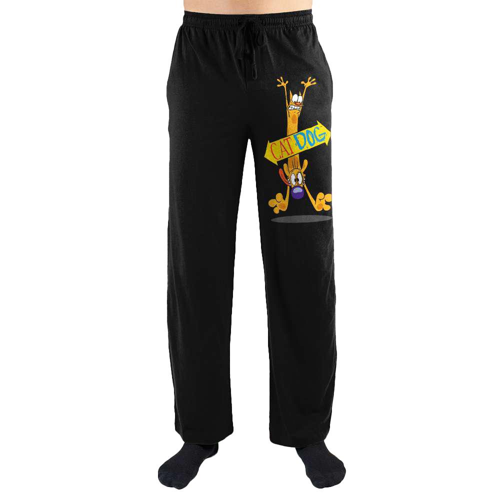 CatDog Lounge Pants, Officially Licensed Nickelodeon Sweatpants-BLACK-S-
