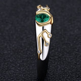 Legend of Zelda Sterling Silver Breath of the Wild Kokiri Emerald Ring-High quality ring inspired by the Kokiri's Emerald and Sheikah Slate. Handcrafted in .925 sterling silver with 18K gold plated accents and set with emerald green and clear CZ crystals. Brand new in jeweler's ring box. Not to be confused with some of the cheap metal alloy knock-offs. Free Shipping Worldwide.-