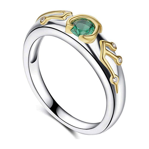 Legend of Zelda Sterling Silver Breath of the Wild Kokiri Emerald Ring-High quality ring inspired by the Kokiri's Emerald and Sheikah Slate. Handcrafted in .925 sterling silver with 18K gold plated accents and set with emerald green and clear CZ crystals. Brand new in jeweler's ring box. Not to be confused with some of the cheap metal alloy knock-offs. Free Shipping Worldwide.-5-