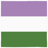GENDERQUEER Pride Bandanas, Diagonal Stripes-Polyester jersey knit 24 inch square bandana, kerchief, handkerchief, hanky, neckerchief, do-rag, facemask, headscarf, babushka, hankey. GLBT LGBT LGBTQ LGBTQIA LGBTQX LGBTQ Plus LGBTQ+ Genderqueer GQ Pride stripes. Non binary nonbinary enby queer gender identity. Equality, Rights, Representation. Purple White Green-Horizontal Stripes-