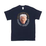 -Premium quality mens / unisex adult graphic tee made of soft ringspun cotton. Made-to-order and shipped from USA. Anti-Trump FUPA meme covidiot fascist election fraudster MAGA 2021, lock him up, lock them all up. Fake news, subhuman fraud, criminal covid coverup Putin pal profiteer aspiring dictator American disgrace.-Navy-Small-