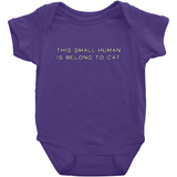 -High quality Rabbit Skins infant snap bodysuit. Solid colors are 100% combed ringspun cotton, heather colors are 90/10 combed ringspun cotton and polyester. Double-needle ribbed bindings, 3 snap closure. Shipped from USA. Funny one piece unisex baby snapsuit creeper crawler cats kittens kitty meow purrsonal property-Purple-NB-
