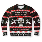 -Funny all-over-print unisex sweatshirt made of soft and comfortable cotton/polyester/spandex blend with brushed fleece interior. Each panel is individually printed, cut and sewn to ensure a flawless graphic that won't crack or peel. 

Mens womens Christmas pullover jumper ugly sweater print skull skeleton gothic xmas-XS-