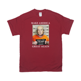 MAGA Mugshot Tee - Make America Great Again... Lock Him Up!-Soft 100% cotton Gildan fitted unisex graphic t-shirt. Made-to-order & shipped from the USA.
Trump for Prison, Criminal fascist treason January 6th 2021 capitol riot incitement sedition, insurrection, corrupt complicit GOP, pandemic politics Save Democracy VOTE Anti-Trump political protest tee -Cardinal Red-Small (S)-