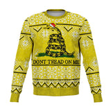 -Funny all-over-print unisex sweatshirt made of soft and comfortable cotton/polyester/spandex blend with brushed fleece interior. Each panel is individually printed, cut and sewn to ensure a flawless graphic that won't crack or peel. Mens womens Christmas pullover jumper ugly sweater print memes gadsden snake flag. -