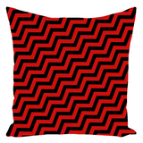 Red Lodge Throw Pillows - Zigzag Pattern Twin Surreal Optical Peaks-Double-sided, square spun polyester pillow or pillowcase in your size and style.This item is made-to-order and typically ships in 3-5 business days from within the US. 

Diagonal red and black zig-zag lines on high quality throw pillow. Tense and surreal optical art pattern. Fun and unique gothic halloween home decor.-With Zipper-16x16 inch-