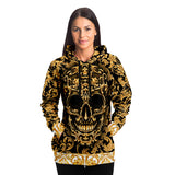 Baroque Skull Hoodie, Gothic All Over Print Hooded Pullover Sweatshirt--