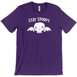 -Stay Spoopy winged skull graphic tee. High quality printing on soft Bella Canvas Canvas shirt. These shirts are made-to-order and typically ship in 2-4 business days from within the USA.

Funny kowai cute halloween goth gothic spoopy spooky girl boy mens womens unisex t-shirt -Heather Team Purple-S-