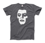 THE EXORCIST Captain Howdy Pazuzu Demon Graphic Tee-Super soft and smooth 100% ringspun combed cotton tee, preshrunk with shoulder to shoulder taping, seamless collar and double needle hems. High quality colorfast, fade resistant print. Free shipping worldwide from the USA.-Men (Unisex)-Charcoal-S-