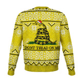 -Funny all-over-print unisex sweatshirt made of soft and comfortable cotton/polyester/spandex blend with brushed fleece interior. Each panel is individually printed, cut and sewn to ensure a flawless graphic that won't crack or peel. Mens womens Christmas pullover jumper ugly sweater print memes gadsden snake flag. -