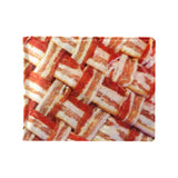 Bacon Weave Wallet, Funny Faux Leather High Quality 12 Pocket Billfold-High quality Bi-fold wallet made of environmentally friendly, faux-leather material with built-in RFID protection. Made-to-order. Funny bifold leatherette billfold wallet. Classic bacon lover weird meme gift for him, mens boys front pocket paper cash bill money, credit card and ID slots. -