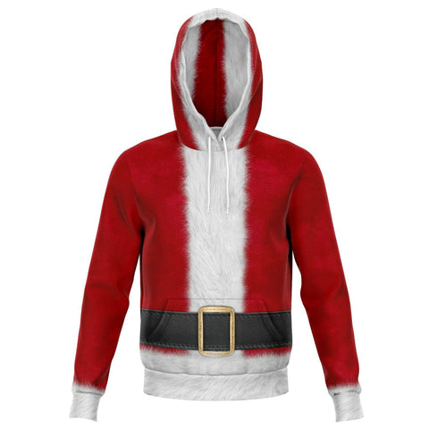 Santa Claus Costume Hoodie, Funny AOP Holiday Hooded Sweatshirt-Funny Santa Claus costume hoodie. Polyester with detailed high definition classic costume print unisex adult hooded sweatshirt with kangaroo pocket. XS, Small, Medium, Large, XL, 2XL, 3XL and 4XL. Made-to-order. 2 weeks to USA. Casual Christmas cosplay holiday party qiaotu office santa xmas gift. Christmastime 2020-XS-