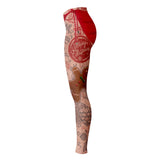 Christmas Fanatic Bikini Bottom and Tattooed Legs Holiday Leggings-Premium polyester and spandex blend four-way stretch costume / cosplay leggings. Squat-proof with elastic waistband and microfiber stitching. Free Shipping Worldwide. All-over-printed design with two legs covered in christmas holiday themed tattoos. Fun and funny, sexy xmas costume cosplay. Naughty santa dirty elf.-