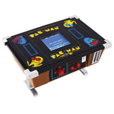 -A tiny working, miniature version of the original 1980s classic 'cocktail table' style PacMan arcade game cabinet that fits in the palm of your hand. Hi-res screen, joystick & buttons. Complete gameplay with authentic graphics and sounds. World's smallest version! Officially licensed Namco product. Shipped from USA.

-