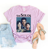 Funny Retro Vintage THE SOLOS Graphic Tee, Star Wars Sitcom Parody-Unisex style premium quality ringspun cotton tee. Soft and comfortable Bella+Canvas shirt with a standard retail fit. Made to order. Free shipping from the USA.

Funny 80s 90s kid 1980s 1990s TV retro vintage y2k sitcom family portrait hans solo kylo ren princess leia television parody womens ladies juniors shirt gift-