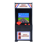 -A working miniature version of the original Pole Position arcade cabinet that fits in the palm of your hand. Complete classic racing gameplay includes full color screen, Hi-Res graphics, authentic game sounds, steering wheel and controls. Optional keychain. Officially licensed Namco / Atari product. Shipped from USA.-