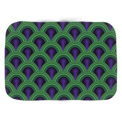 Overlook 237 Bathmats, Classic Horror Hotel Bathroom Carpet Pattern-Soft microfiber topped polyester bath mat with non-sip rubber bottom. High quaity materials, colorfast and fade resistant image. Overlook 237 classic horror hotel bathroom pattern bathmat. 24x17 or 34x21 unique fun gothic bathroom floor mat or halloween holiday decor. Retro abstract green and purple moon landing room.-24x17 inch-