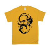 Marx Told You So Shirt, Karl Marx 2020 Democratic Socialist Meme Tee-Classic fitted style unisex tee with seamless double needle collar, taped neck and shoulders, and a double needle sleeve and bottom hem. Facts Matter. Appropriate attire for the Marxist or Democratic Socialist riding the un-flattened curve over the peak of late stage capitalism and the decline of western civilization -Gold-Small (S)-
