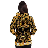 Baroque Skull Hoodie, Gothic All Over Print Hooded Pullover Sweatshirt--
