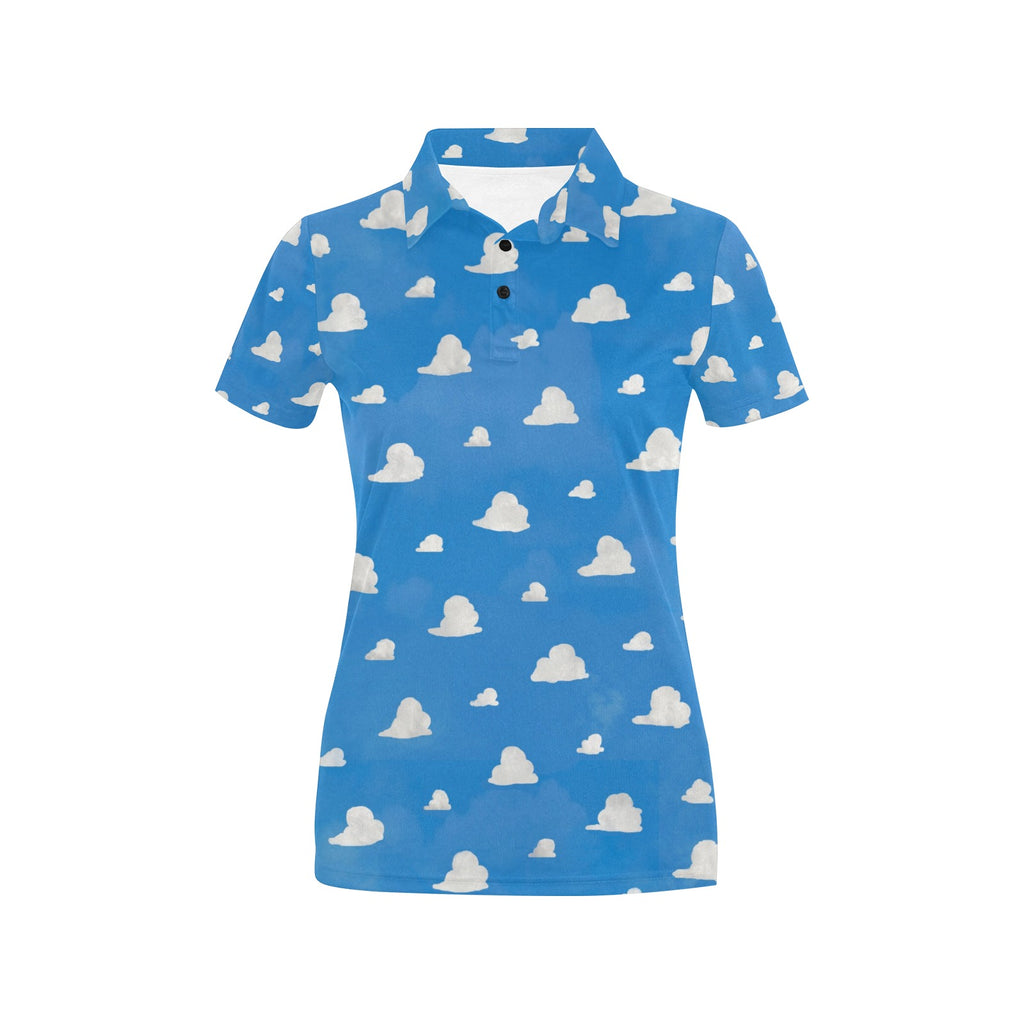 -Quality all-over-print unisex polo shirt with classic retro vintage cloud pattern. 100% polyester with pointed collar, 3 buttons and side slits for a comfortable and stylish fit. Free Shipping. 

Mens womens teens 90s kids nineties toy 1990s casual work collared top bright colorful sky story disneybounding sweet cute-XS-