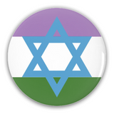 Genderqueer Jewish Pride Buttons LGBTQ LGBTQX LGBTQIA Intersectional-High quality scratch and UV resistant mylar & metal pinback button. 1.25, 2.25 or 3 inches. Custom made Genderqueer Jewish LGBTQ LGBTQIA LGBTQX Intersectional GQ Jew Non-Binary Gender Nonconforming Queer Identity Pride Pin Badge - Visibility Representation Rights Equality-2.25 inch Round Button-