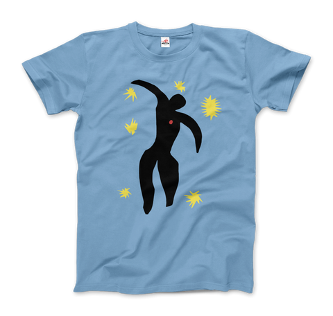 Henri Matisse Flight of Icarus Graphic Tee-Best known as the driving force of Fauvism towards the end of his career Henri Matisse produced an equal number of cut-out “paintings” that are known for their rigid lines, richly saturated colors and dynamic compositions. Icarus, or The Flight of Icarus -Men (Unisex)-Light Blue-S-