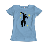 Henri Matisse Flight of Icarus Graphic Tee-Best known as the driving force of Fauvism towards the end of his career Henri Matisse produced an equal number of cut-out “paintings” that are known for their rigid lines, richly saturated colors and dynamic compositions. Icarus, or The Flight of Icarus -Women (Fitted)-Light Blue-S-