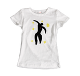 Henri Matisse Flight of Icarus Graphic Tee-Best known as the driving force of Fauvism towards the end of his career Henri Matisse produced an equal number of cut-out “paintings” that are known for their rigid lines, richly saturated colors and dynamic compositions. Icarus, or The Flight of Icarus -Women (Fitted)-White-S-