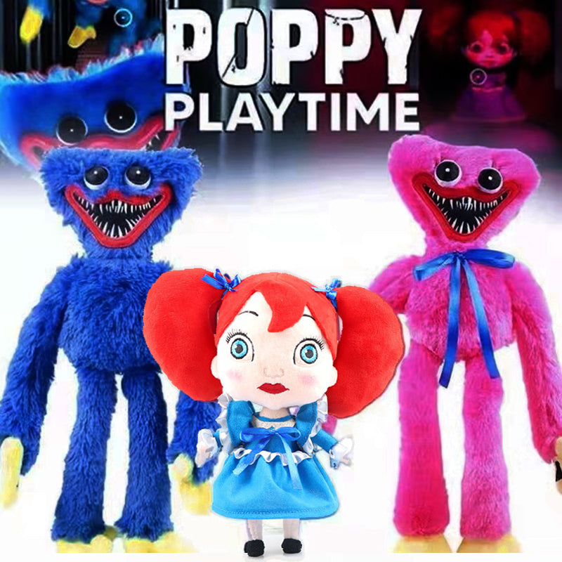 -Straight out of the Playtime Factory, it's Poppy Playtime and her fuzzy buddies! High quality plush toys. 10in Poppy, 16in Huggy Wuggy & Kissy Missy. Free shipping from abroad.

Funny creepy weird videogame horror jumpscare gamer adult gaming soft toy collectibles halloween Huggy Monsters chapter 2, 3 sequel next gift-Full Set-