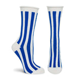 Iconics 10 Socks - Retro Striped-Inspired by the iconic designs of Willi Wear, a fashion line that redefined street wear, pioneered innovative collaborations between artists, designers, and performers, and invented Street Couture. Sheer striped crew socks with a comfortable rolled top and less constricting, bandless cuffs. One size fits most. -Blue-9-11 (Womens shoe 5-10.5)-803303001831