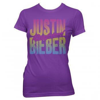 Justin Beiber Beach Boyfriend Tee, Retro Soft Purple Juniors T-Shirt-MULTI-M-