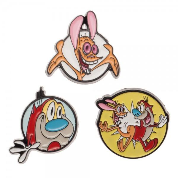REN AND STIMPY Lapel Pin Set, Officially Licensed Nickelodeon USA-MULTI-OS-
