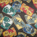 -100% polyester viscose fashion scarf ifeatures crests from all four Hogwarts houses (Gryffindor, Slytherin, Ravenclaw and Hufflepuff) on a black background so you can equally represent all of your favorites.Officially licensed Harry Potter fashion accessory. Ships from the USA-MULTI-OS-